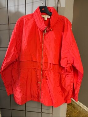 Michael Kors Bright Red Zip-Front Utility Jacket